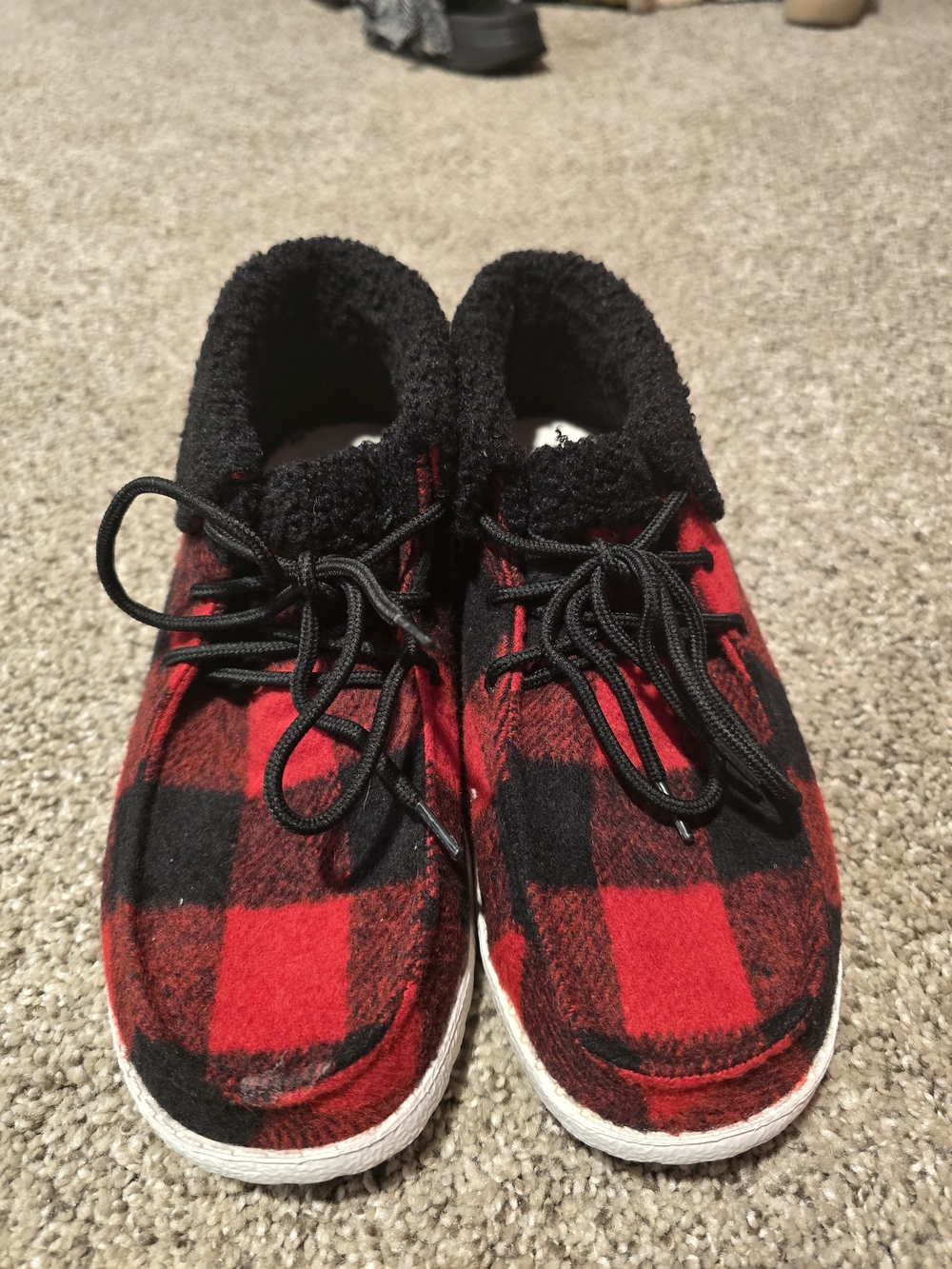 Red and Black Plaid Cozy Shoes